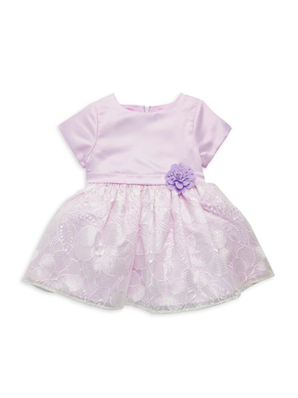Purple Rose Little Girl's Floral Embroidered Dress